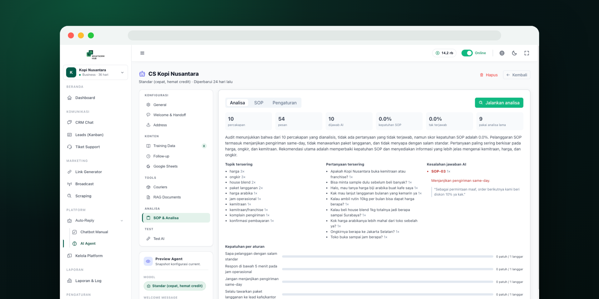 Perguntas que antes eram respondidas com opinião — agora respondidas com dado. — WhatsCRM Hub
