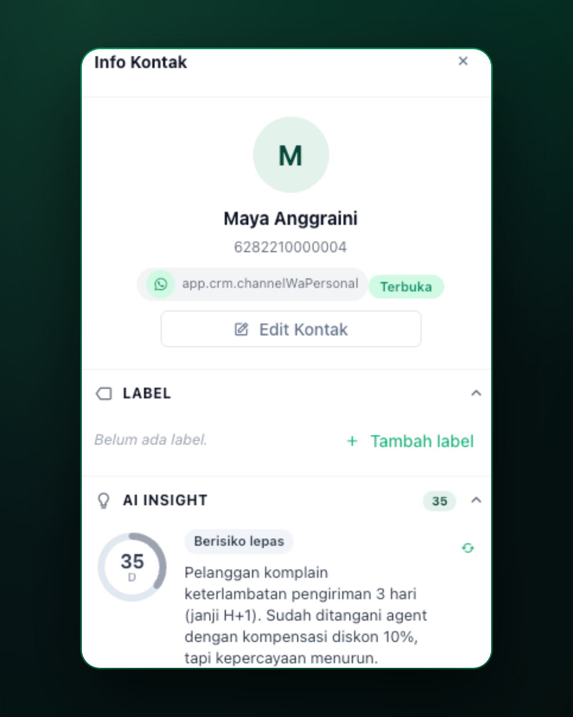 Toda manhã: o estado da empresa inteira, direto da fonte. — WhatsCRM Hub