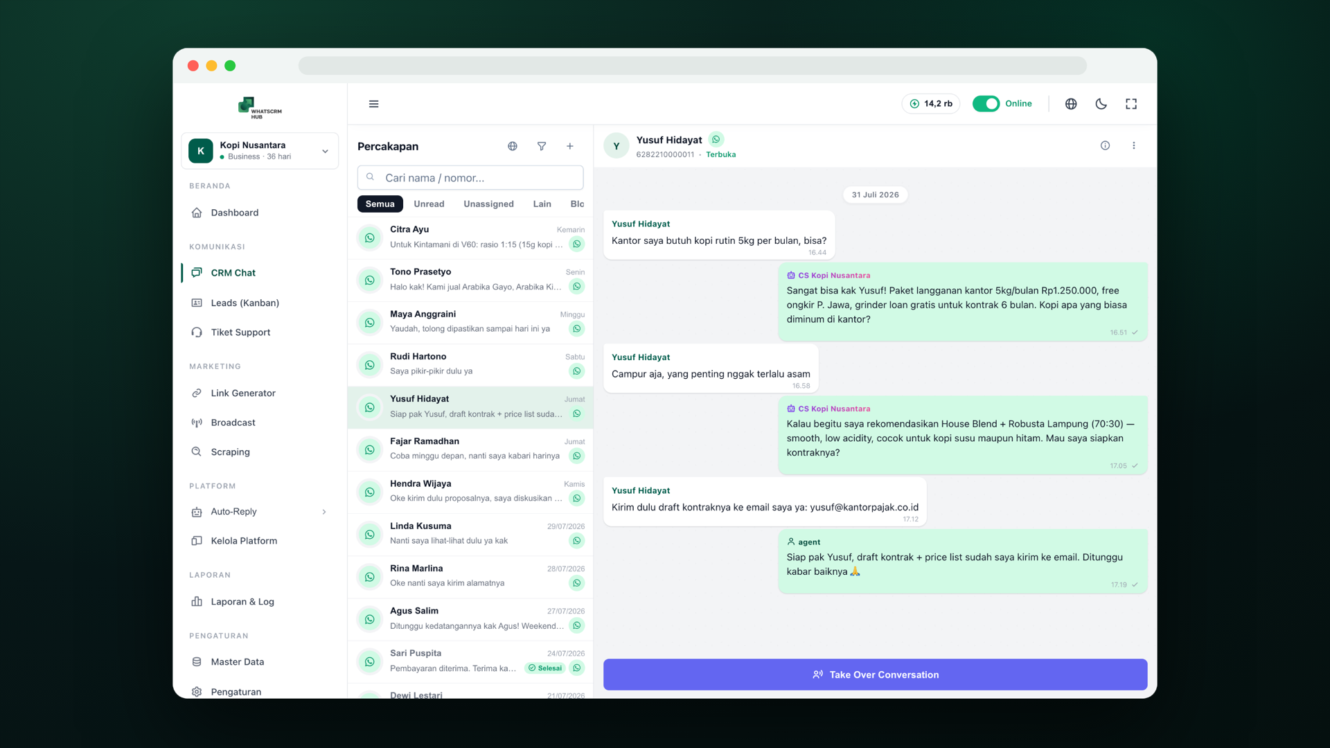 وكالة رقمية — WhatsCRM Hub